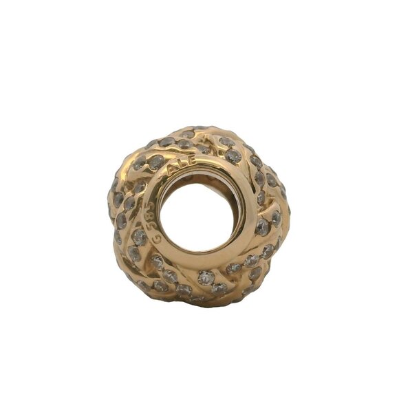 Pandora Solid 14kt Yellow Gold 585 and CZ Sparkling Love Knot Slider Bead Charm - Picture 3 of 3